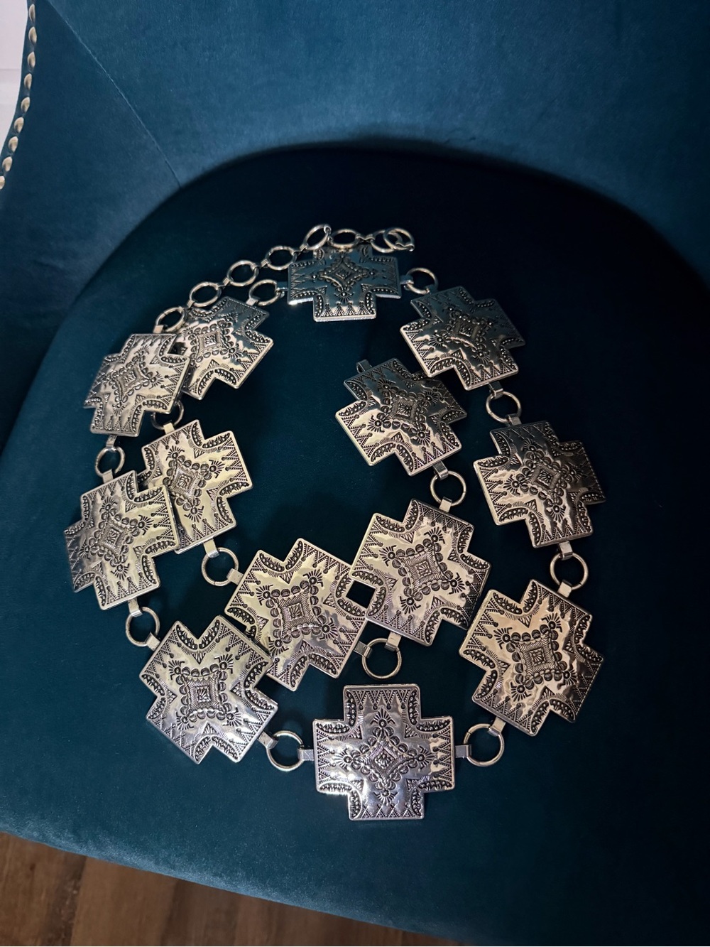 Silver Cross Concho Chain Belt